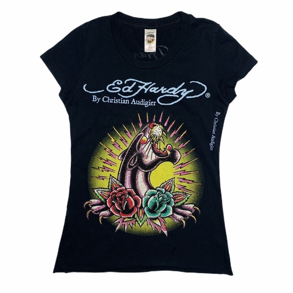 Ed Hardy Tops - Ed Hardy Black Jeweled Top
